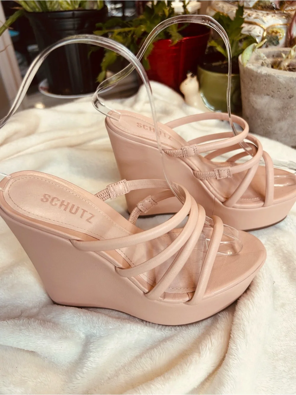 SCHUTZ Blush Nude Strappy Heeled Sandals